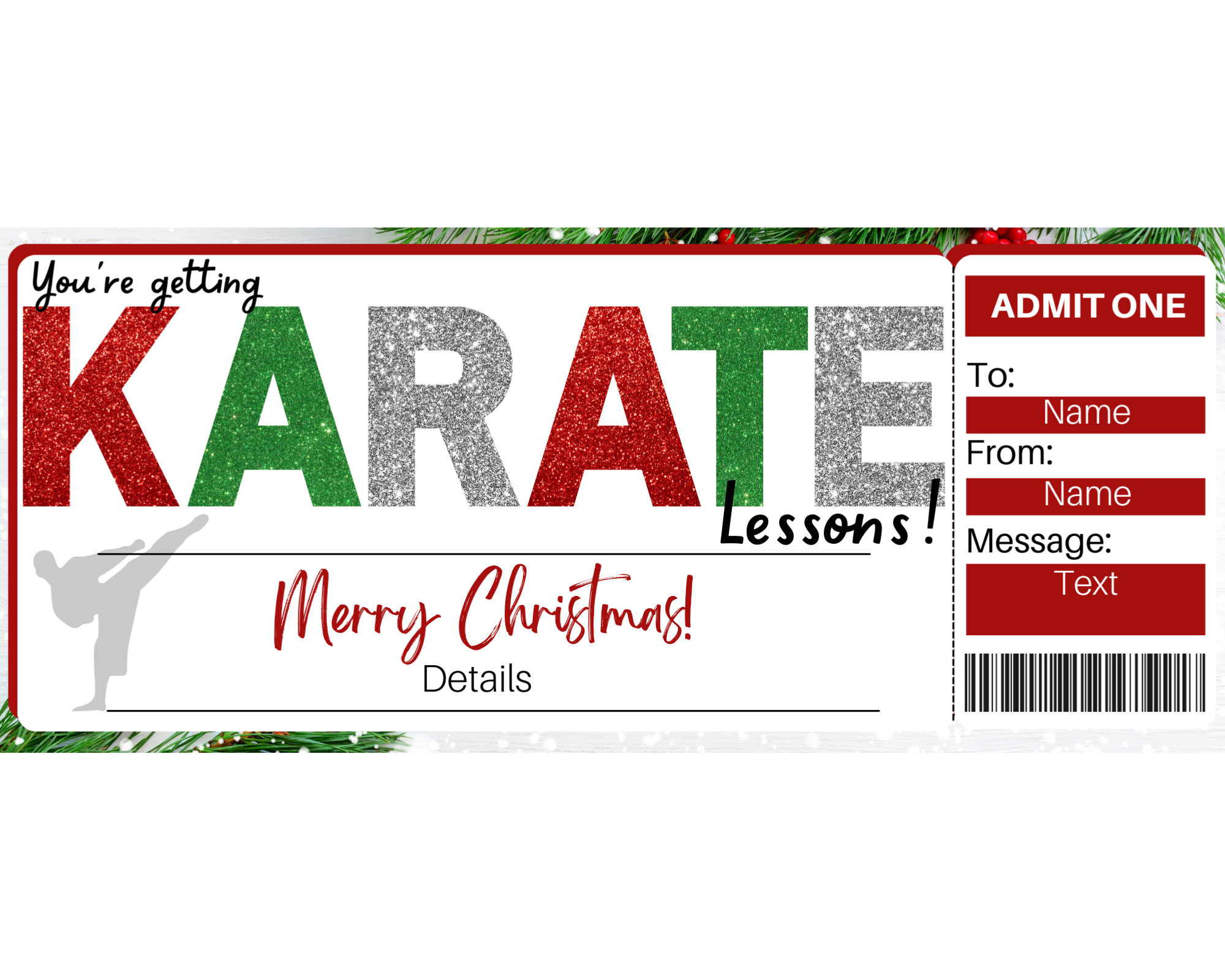 Christmas Karate Lessons Gift Ticket – Printed Smile Shop