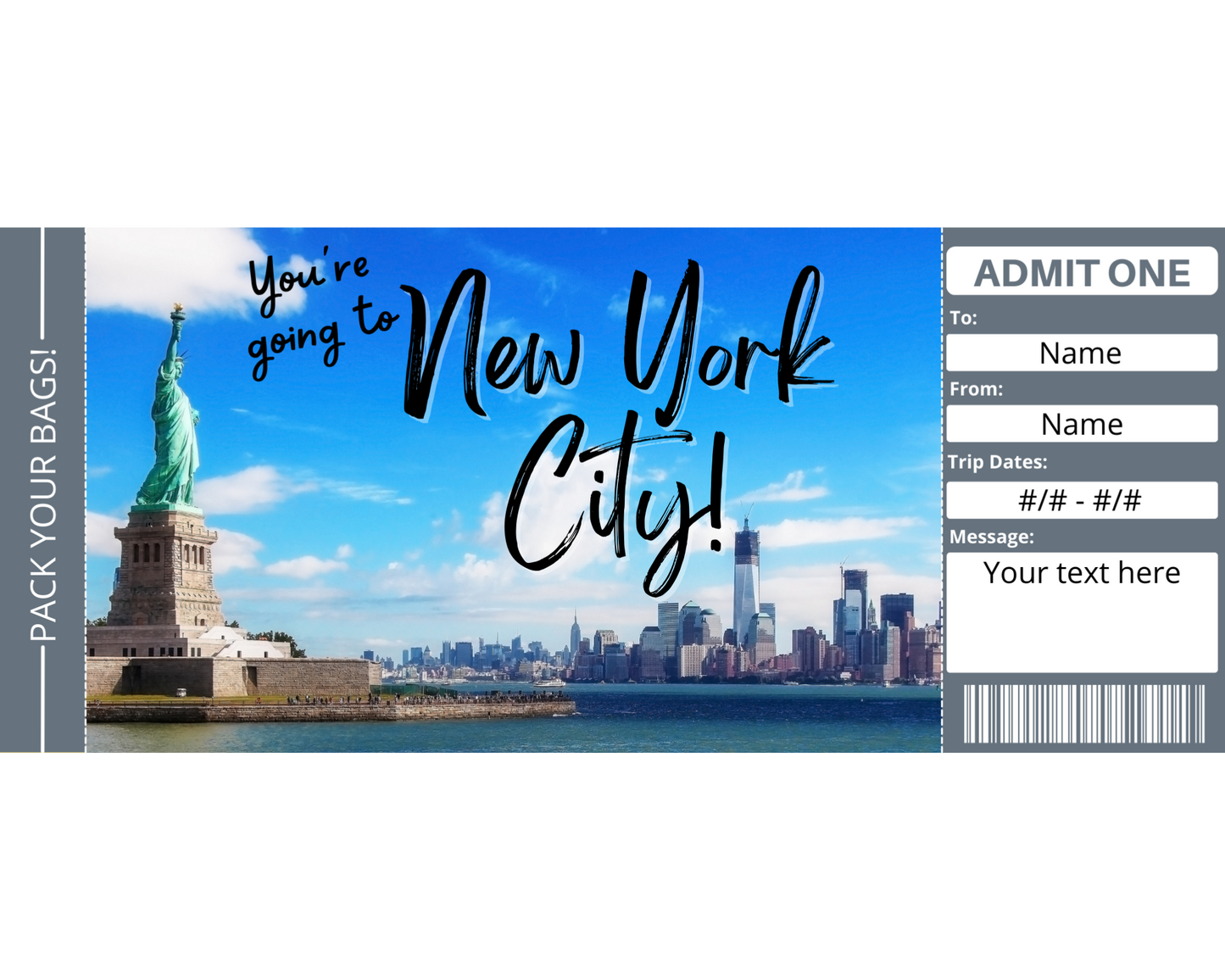 New York City Boarding Pass Template