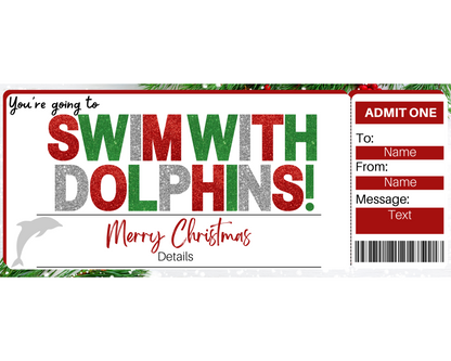 Christmas Swimming with Dolphins Gift Ticket