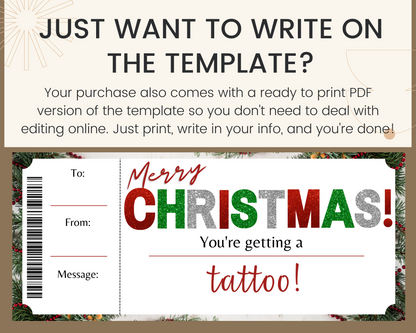 Merry Christmas Tattoo Gift Card Template