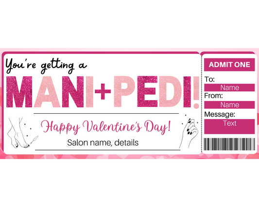 Valentine's Day Mani Pedi Gift Certificate Template
