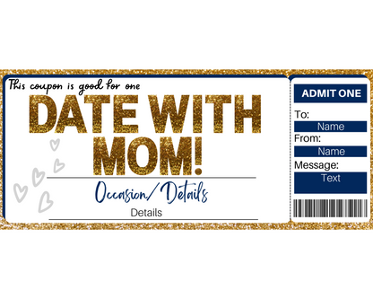 Date with Mom Gift Ticket Template