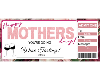 Mother's Day Wine Tasting Gift Certificate Template