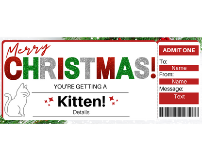 Christmas Surprise Kitten Gift Ticket