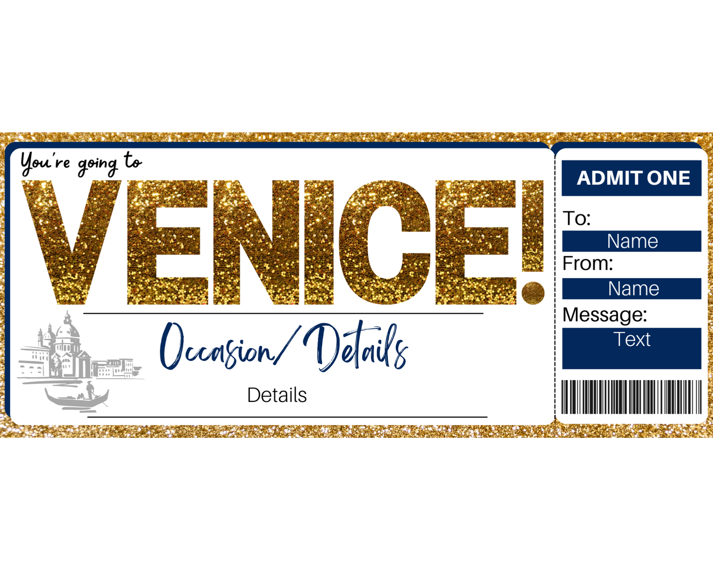 Venice Boarding Pass Ticket Template