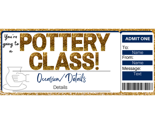 Pottery Class Gift Ticket Template