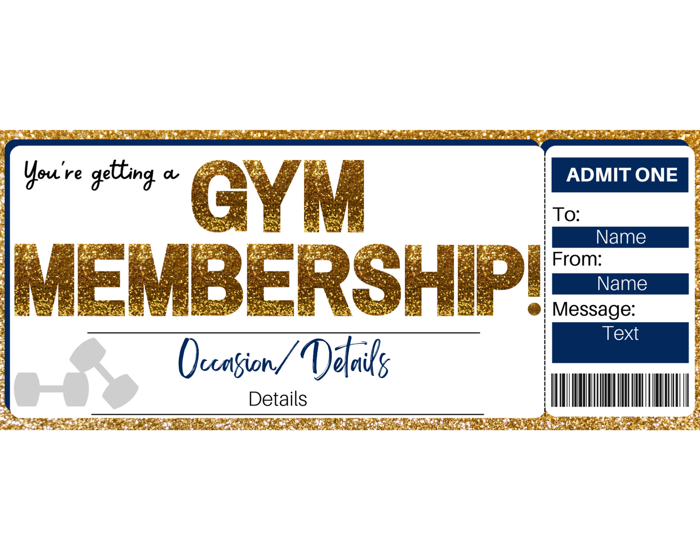 Gym Membership Gift Ticket Template