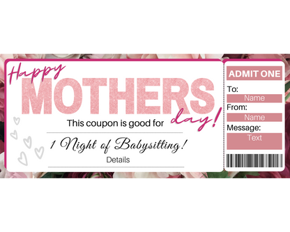 Mother's Day Babysitting Gift Certificate