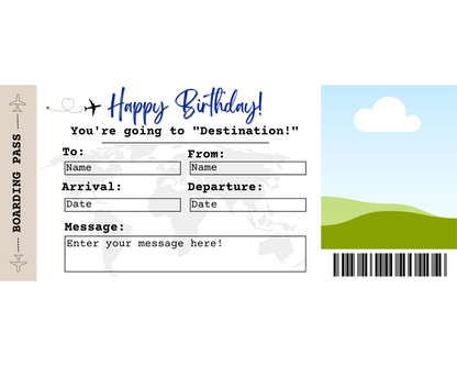 Birthday Boarding Pass: Add your own picture!