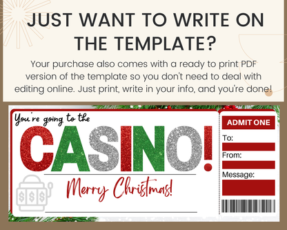 Christmas Casino Gift Certificate Template