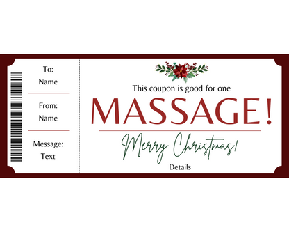 Christmas Massage Gift Card Template