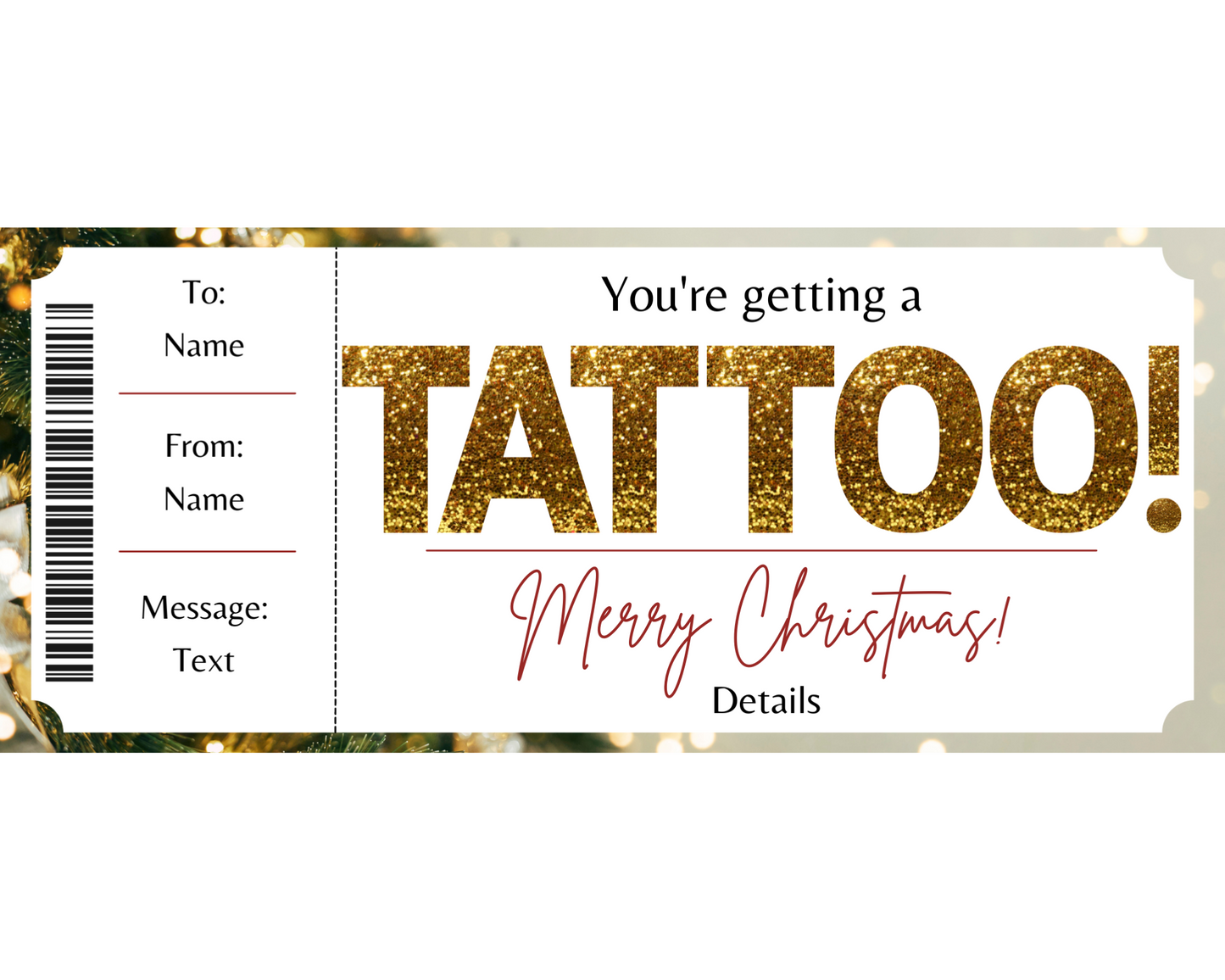 Christmas Tattoo Gift Ticket Template