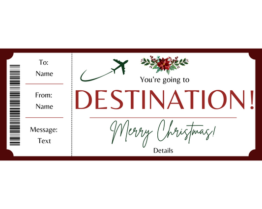 Christmas Boarding Pass Printable Template