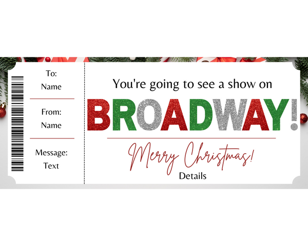 Christmas Broadway Show Ticket Template – Printed Smile Shop