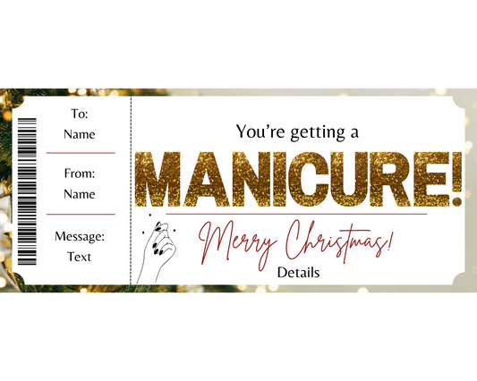 Christmas Manicure Gift Certificate Voucher