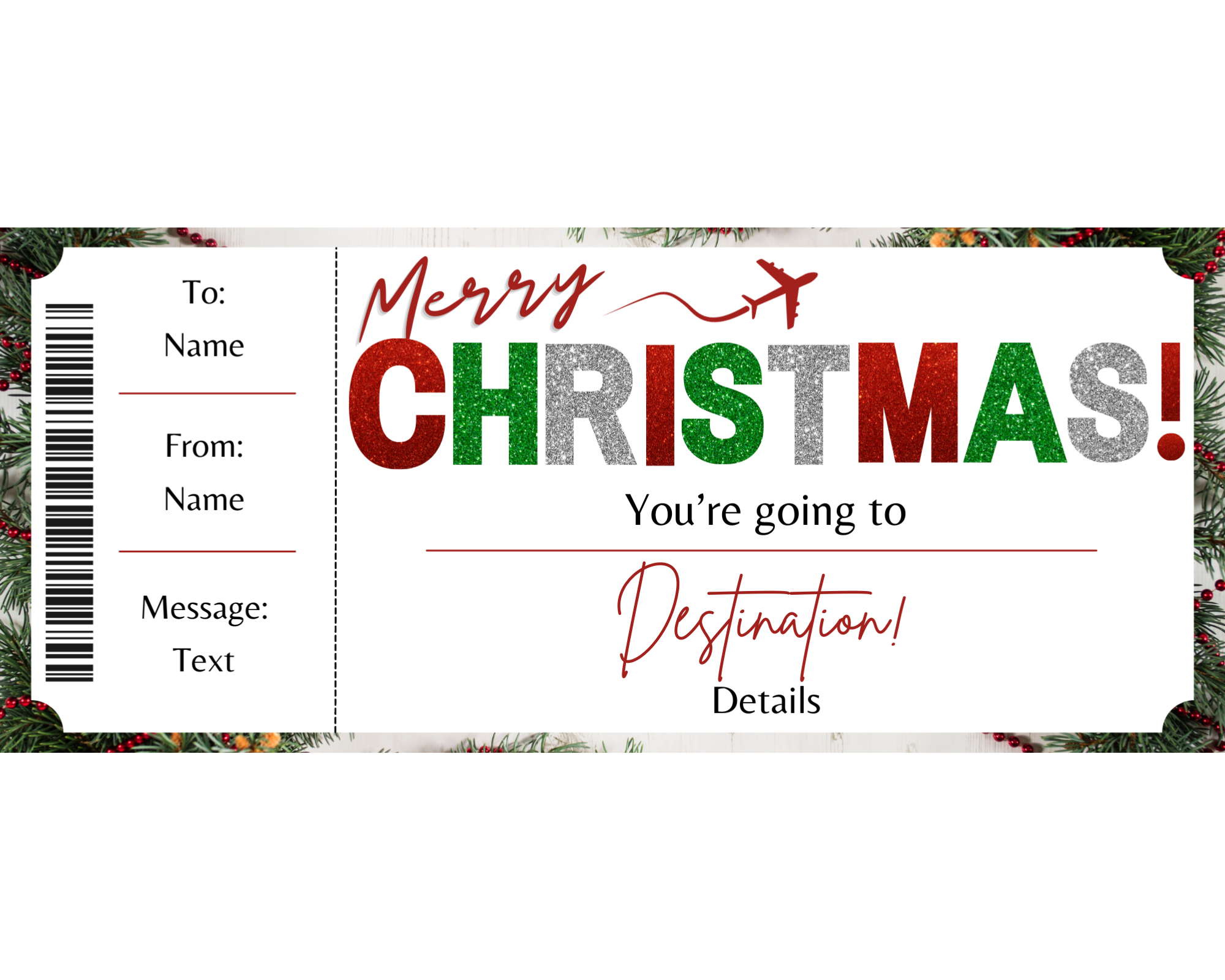 christmas flight ticket template – printed smile shop