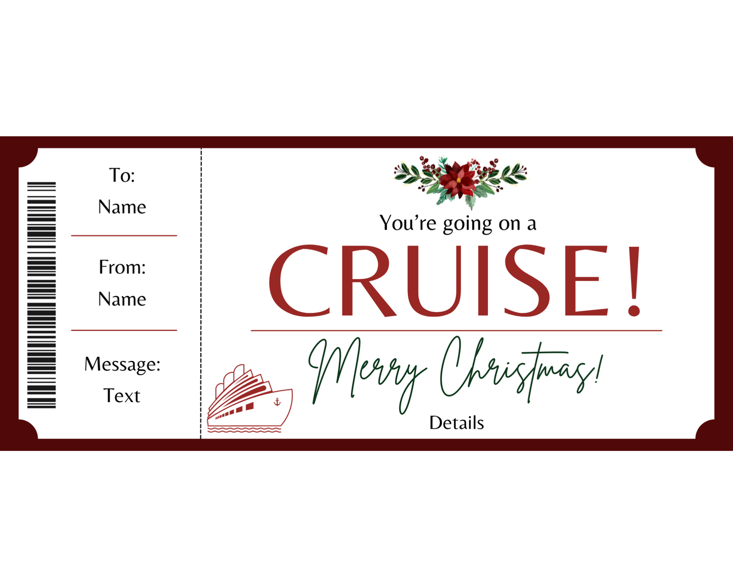 Christmas Surprise Cruise Gift Ticket