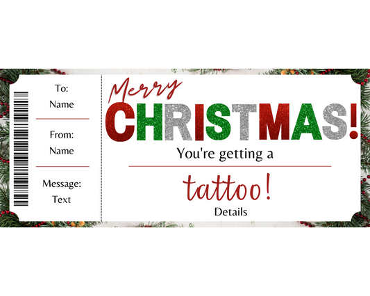 Merry Christmas Tattoo Gift Card Template