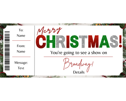 Christmas Broadway Show Gift Certificate Template