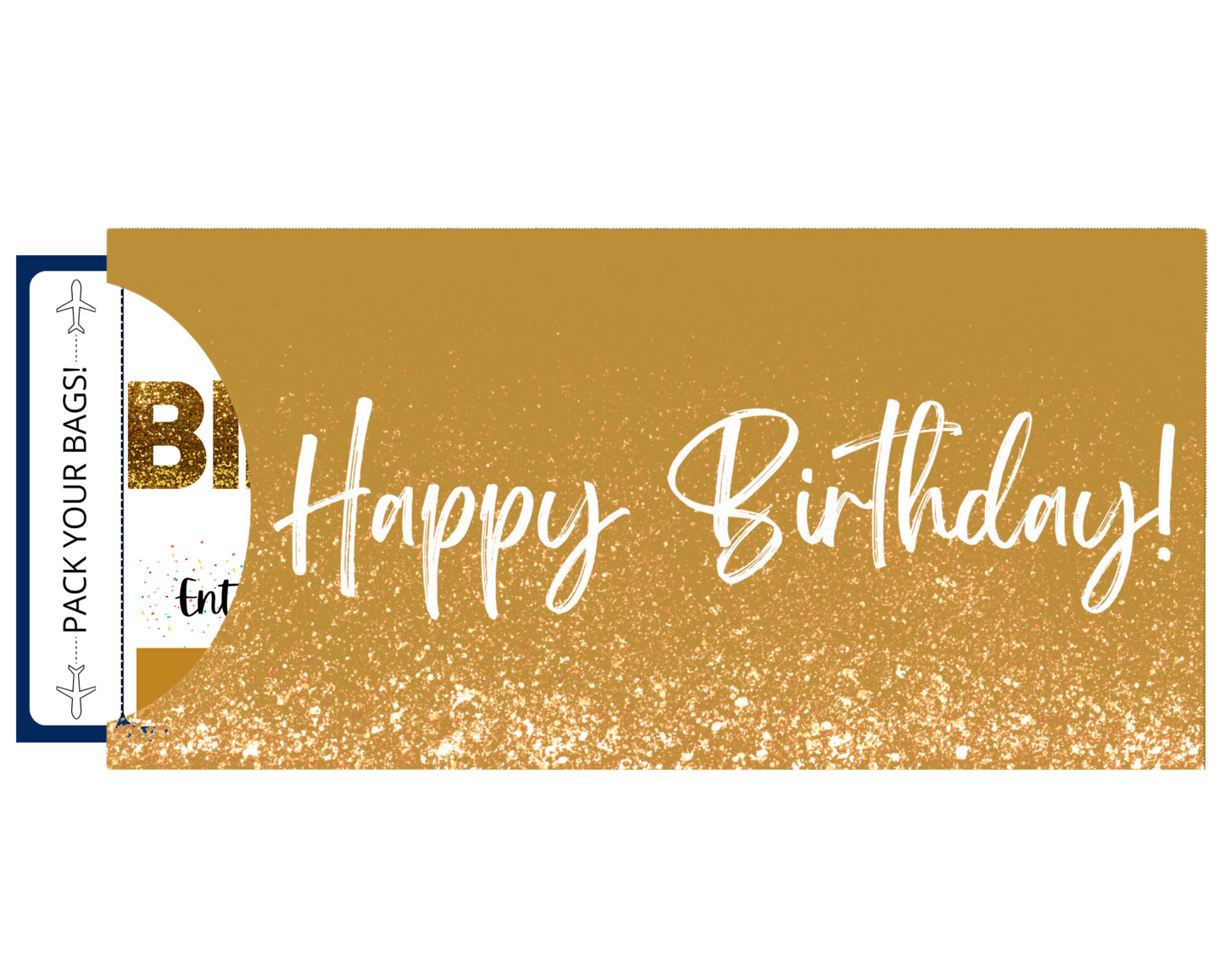 Printable Ticket Envelope: Gold Birthday