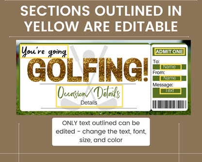 Golfing Gift Ticket Template