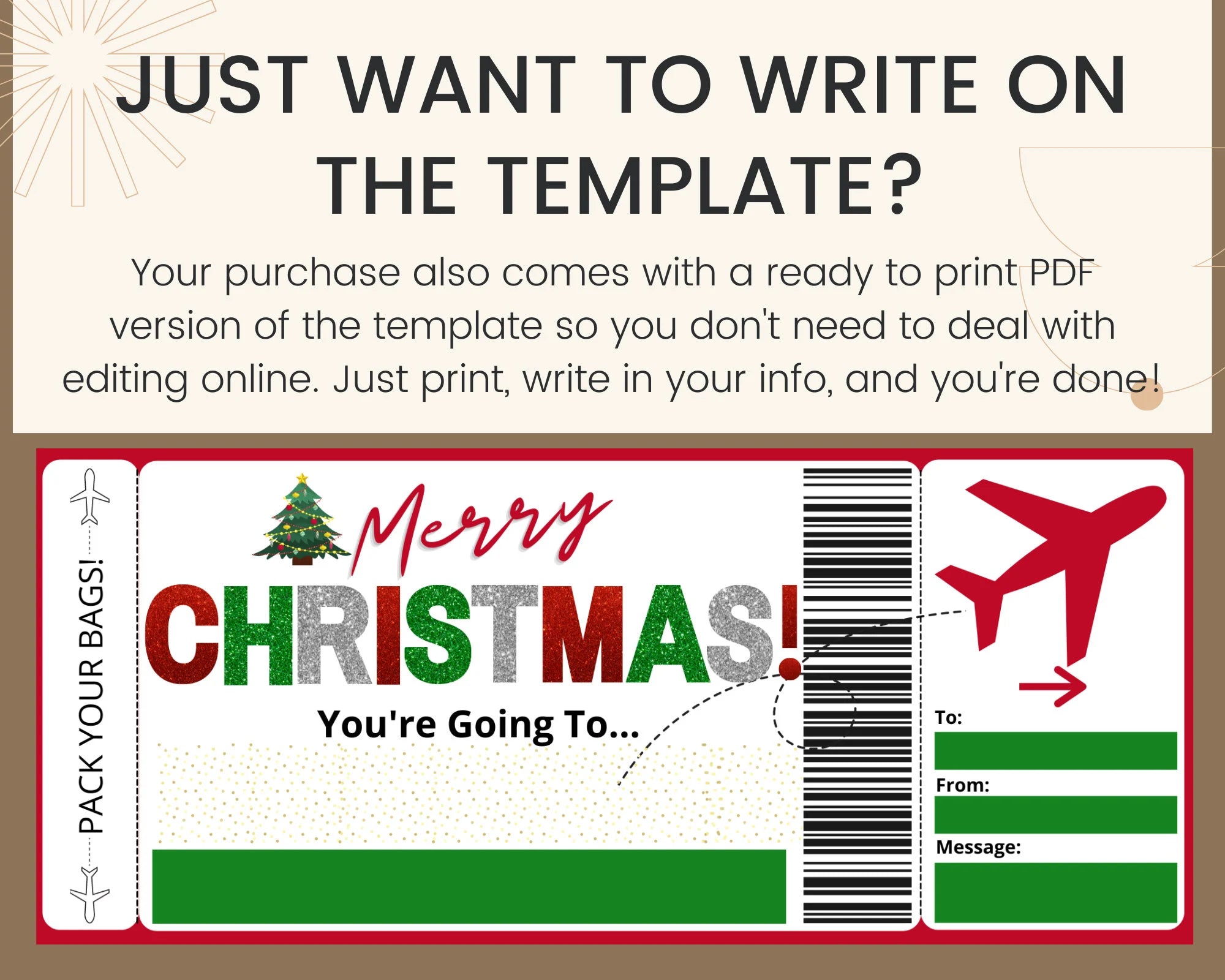 christmas boarding pass: printable flight ticket – printed smile shop